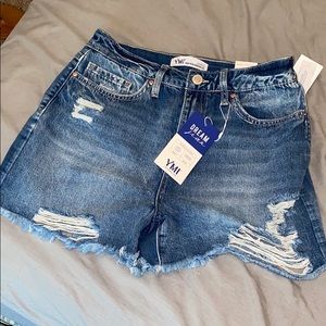 YMI High rise distressed shorts size 13